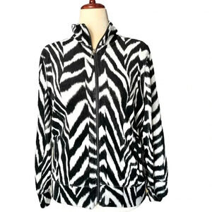 ONQUE CASUALS| Women Zebra Print Allover Zip up Light Bomber Jacket Size L